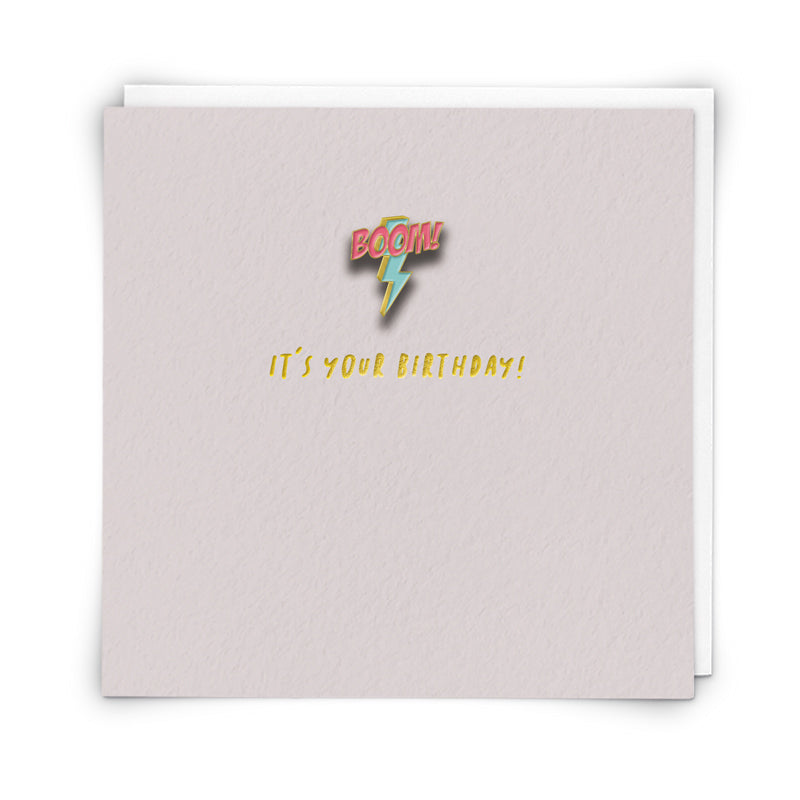 Boom Birthday Enamel Pin Greeting Card