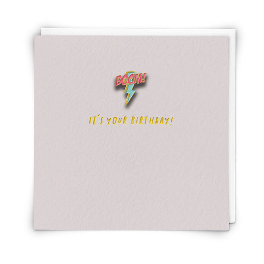 Boom Birthday Enamel Pin Greeting Card