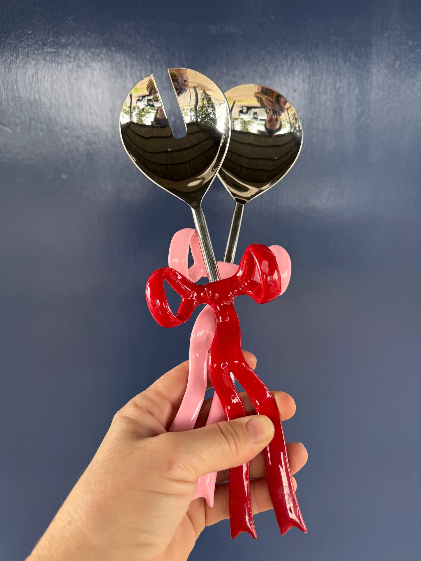 Pink and Red Bow Salad Servers