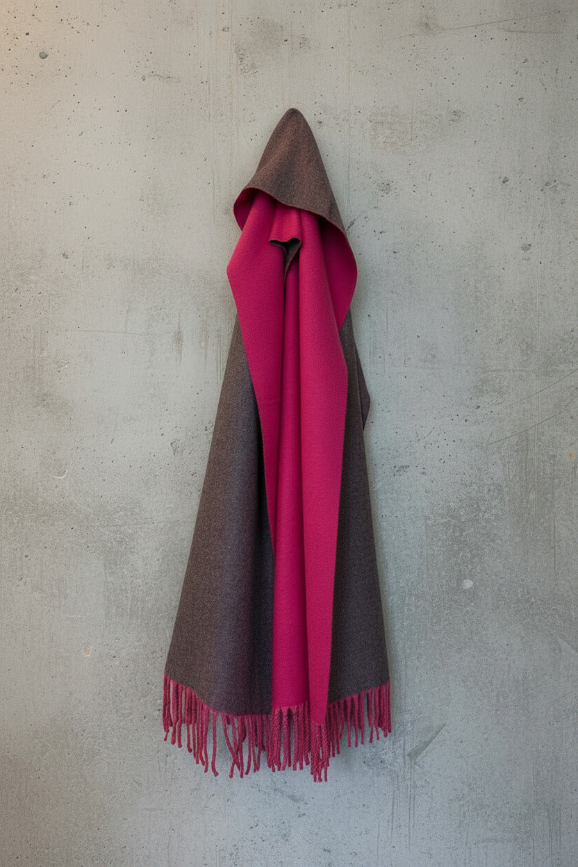 Double-sided Cashmere Scarf - Magenta & Grey