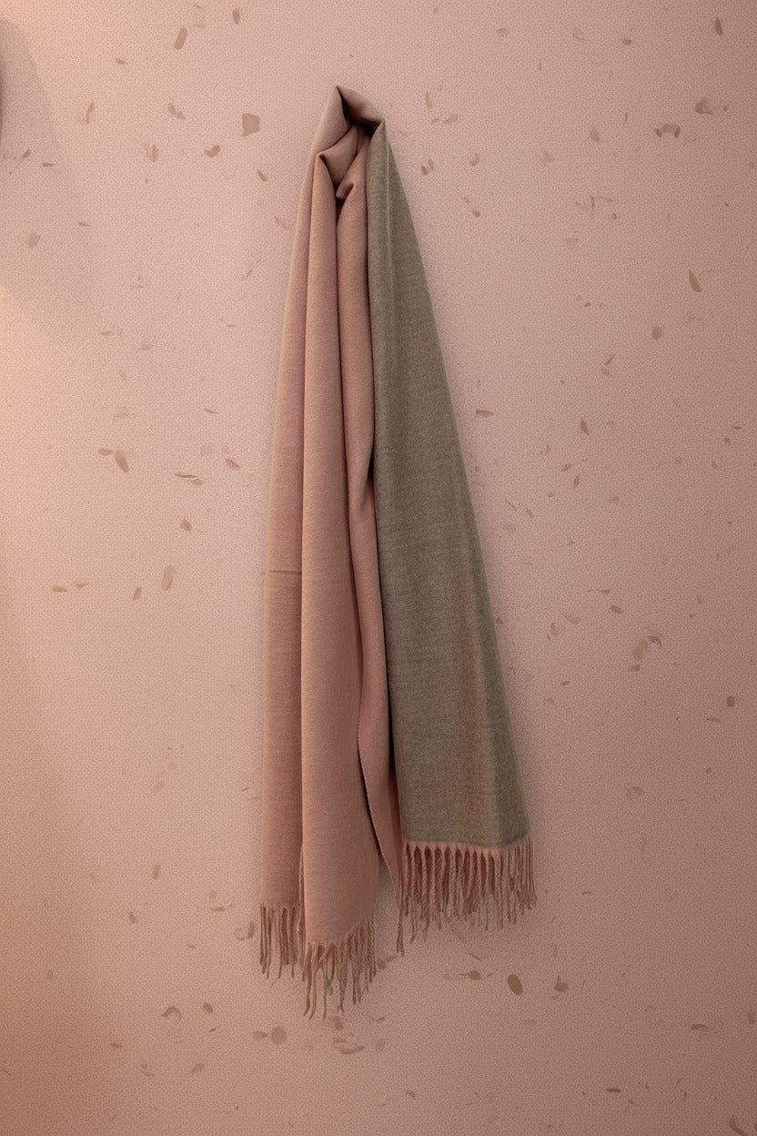 Double-sided Cashmere Scarf - Pink & Grey