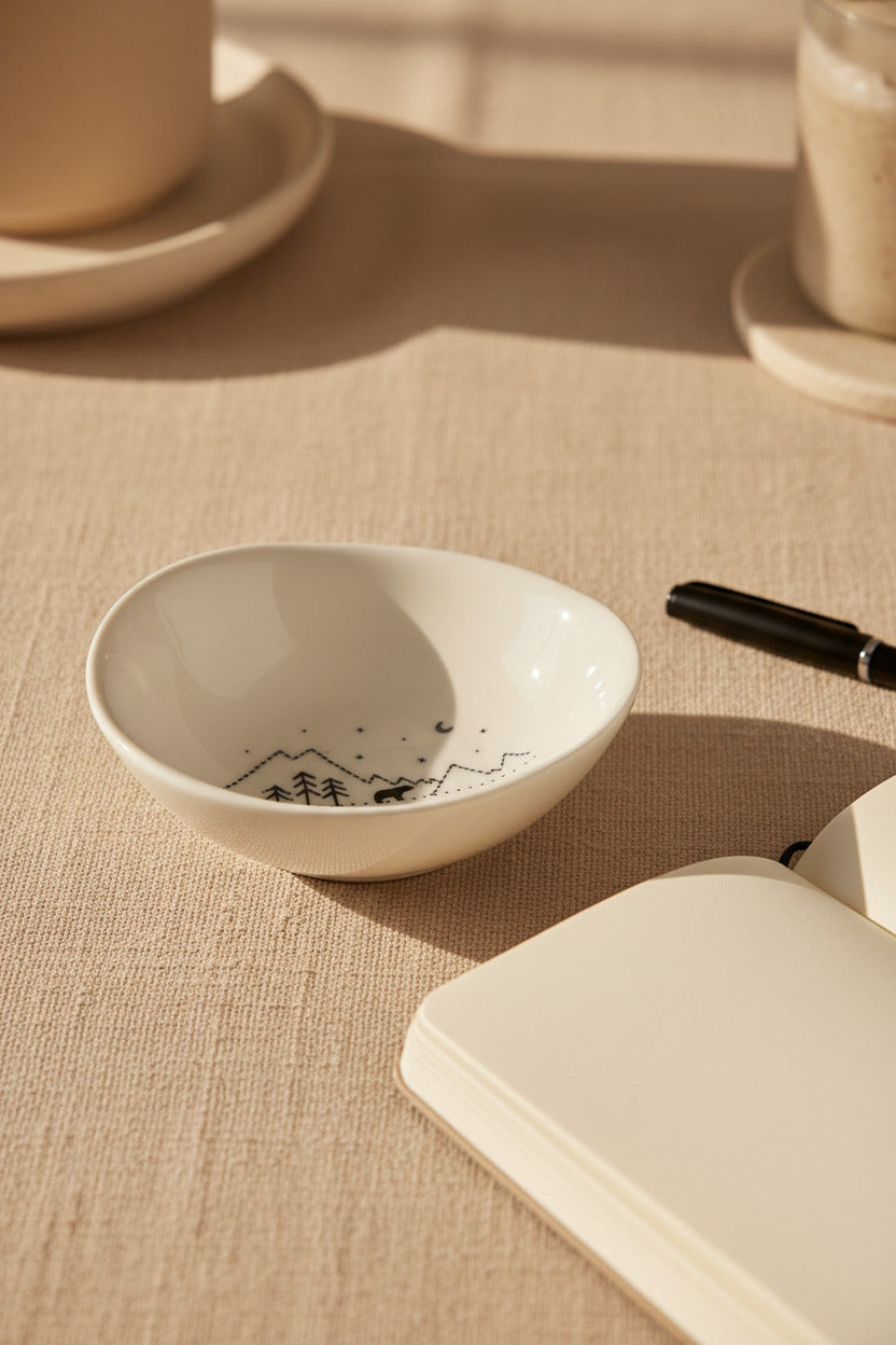 Wobbly Porcelain Bowl - Love You To Moon And Back