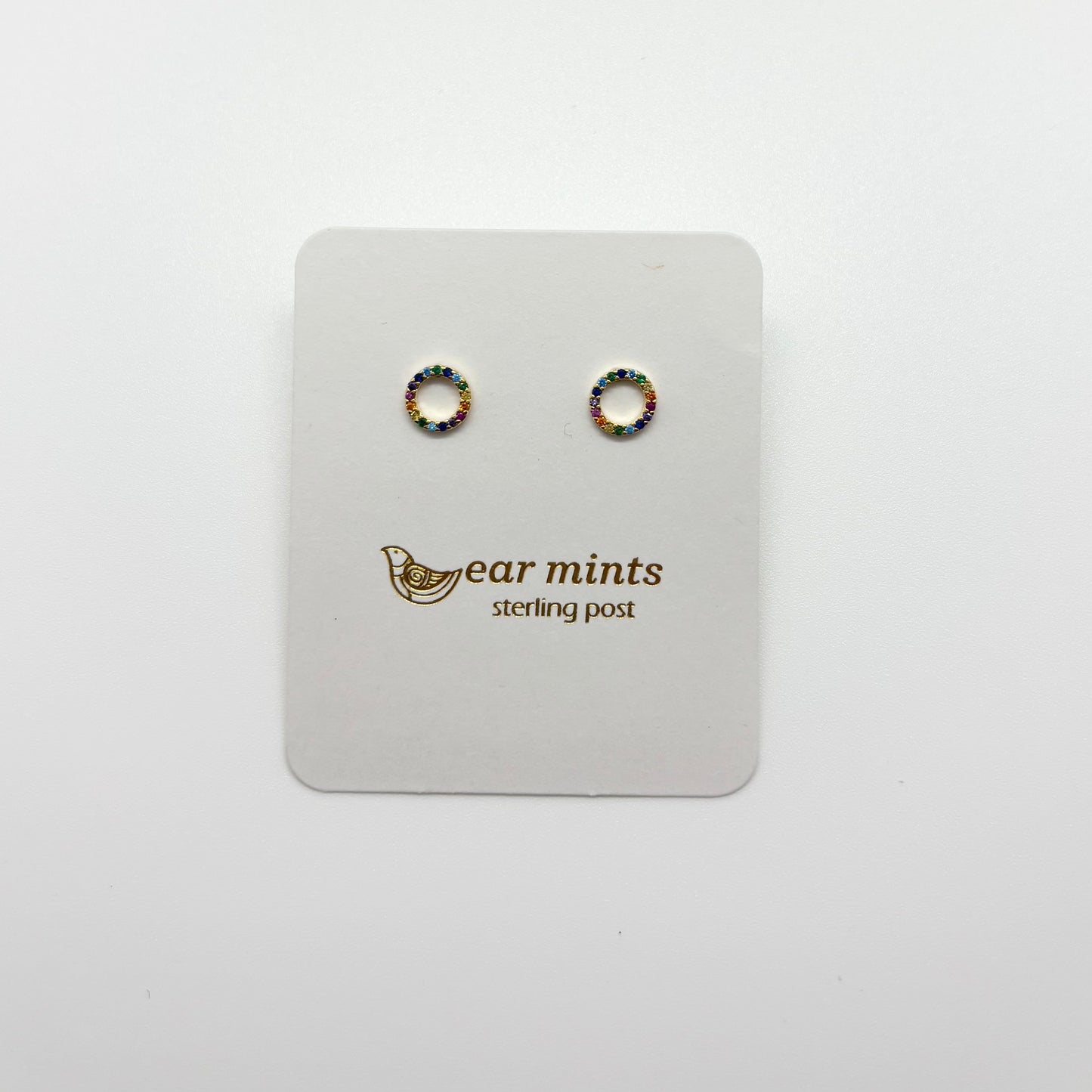 Cubic Circle Rainbow Stud Earrings