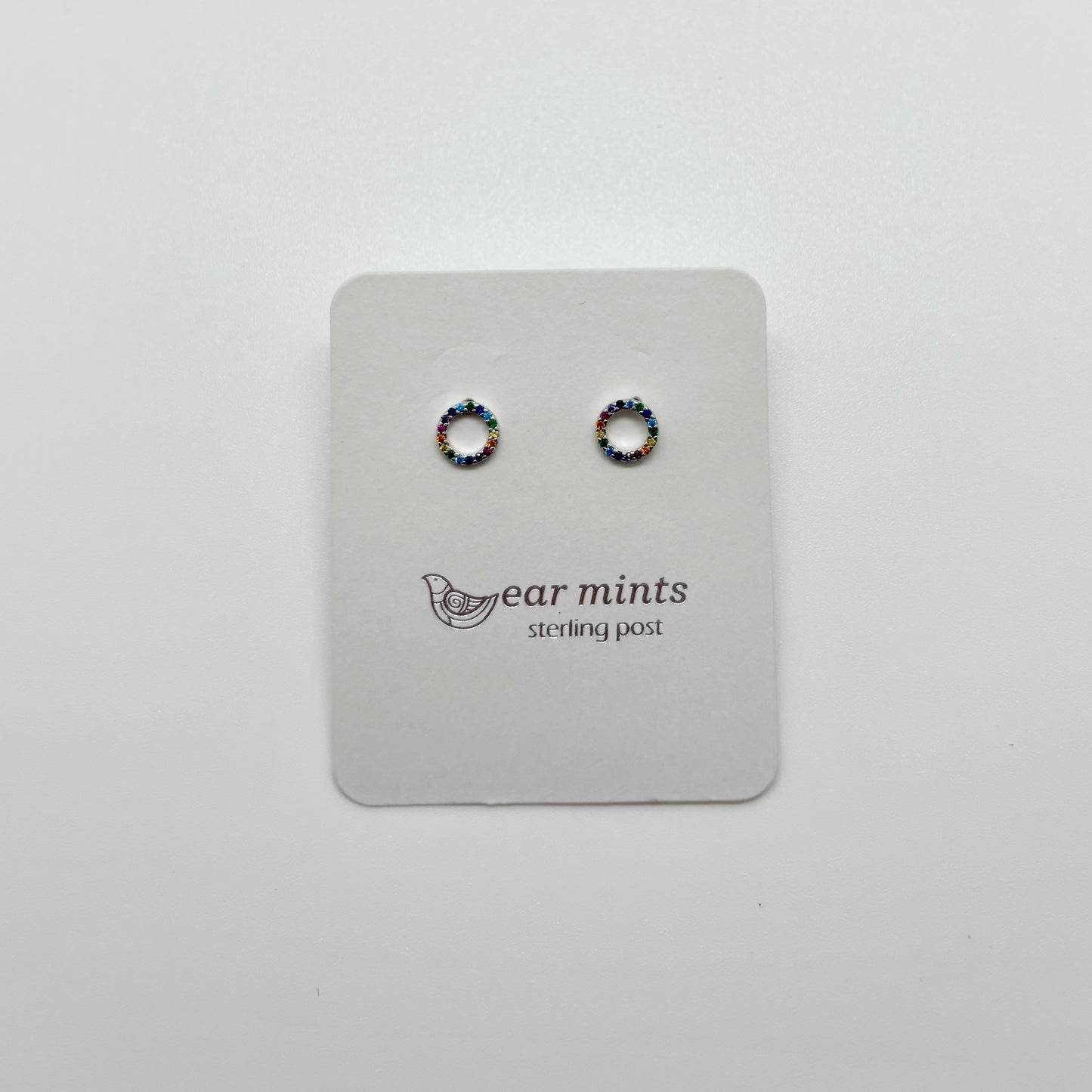 Cubic Circle Rainbow Stud Earrings