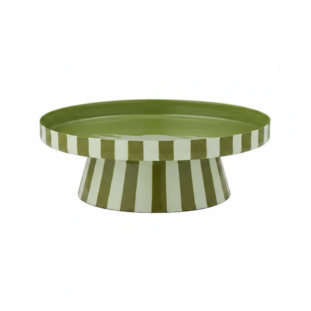 Linear Metal Cake Stand - Olive / Seafoam