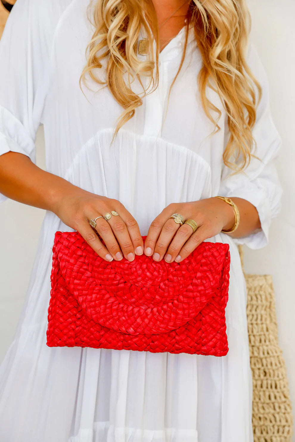 Woven Clutch Melon