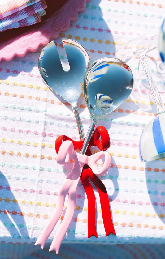 Pink and Red Bow Salad Servers