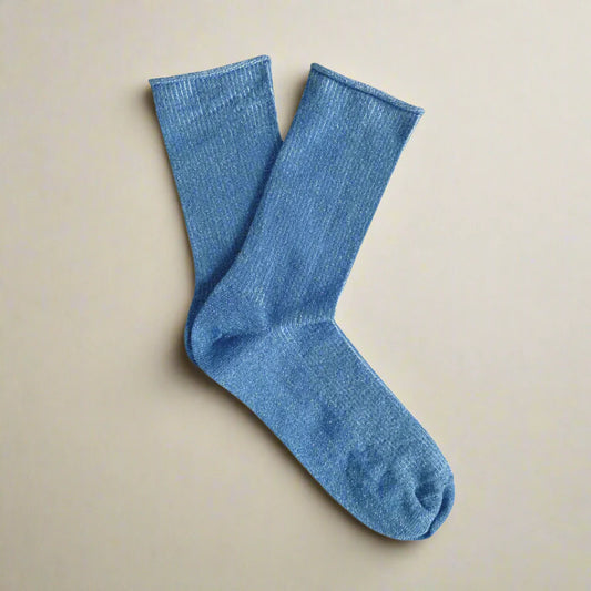 Glitter Lurex Socks Blue