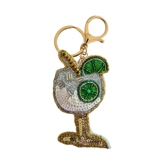 Drink Green Beaded Keychain