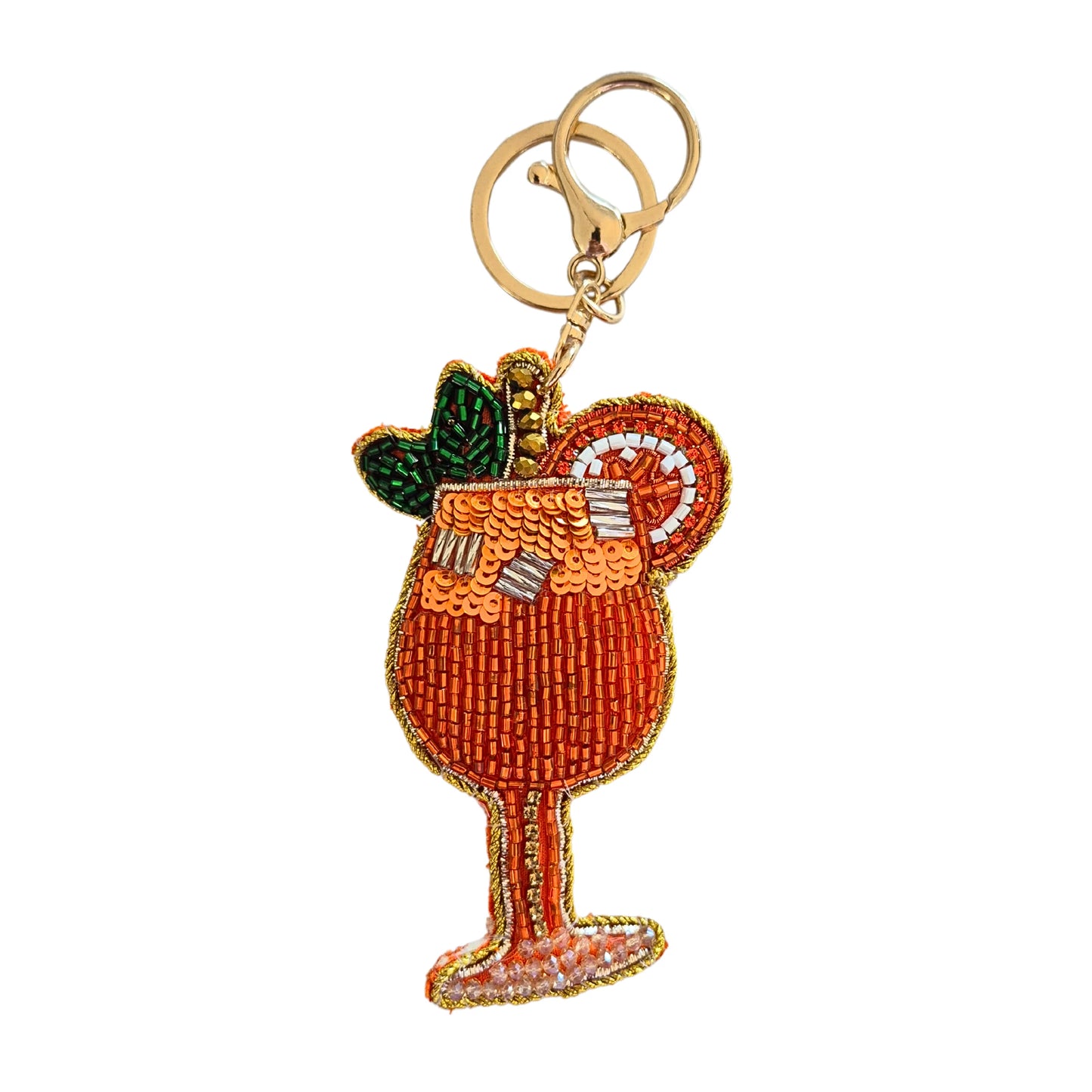 Drink Orange Beaded Keychain