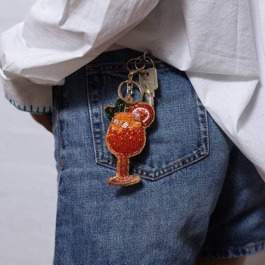 Drink Orange Beaded Keychain