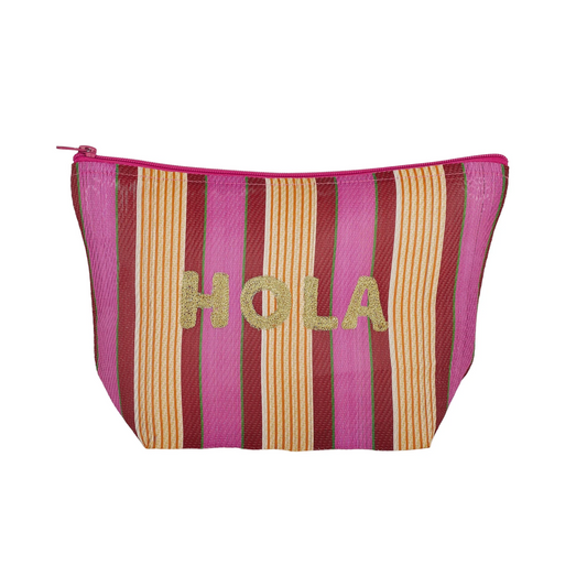 Hola Recycled Pouch in Pink Red