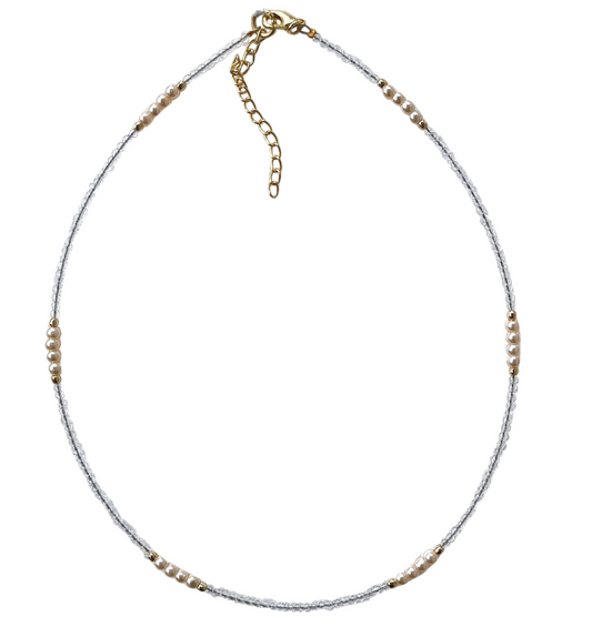 Beaded Pearl Necklace White