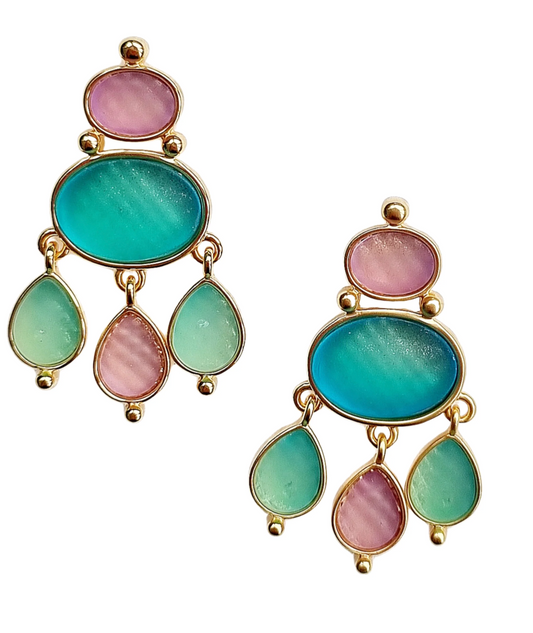 Maia Cascading Glass Gem Earring