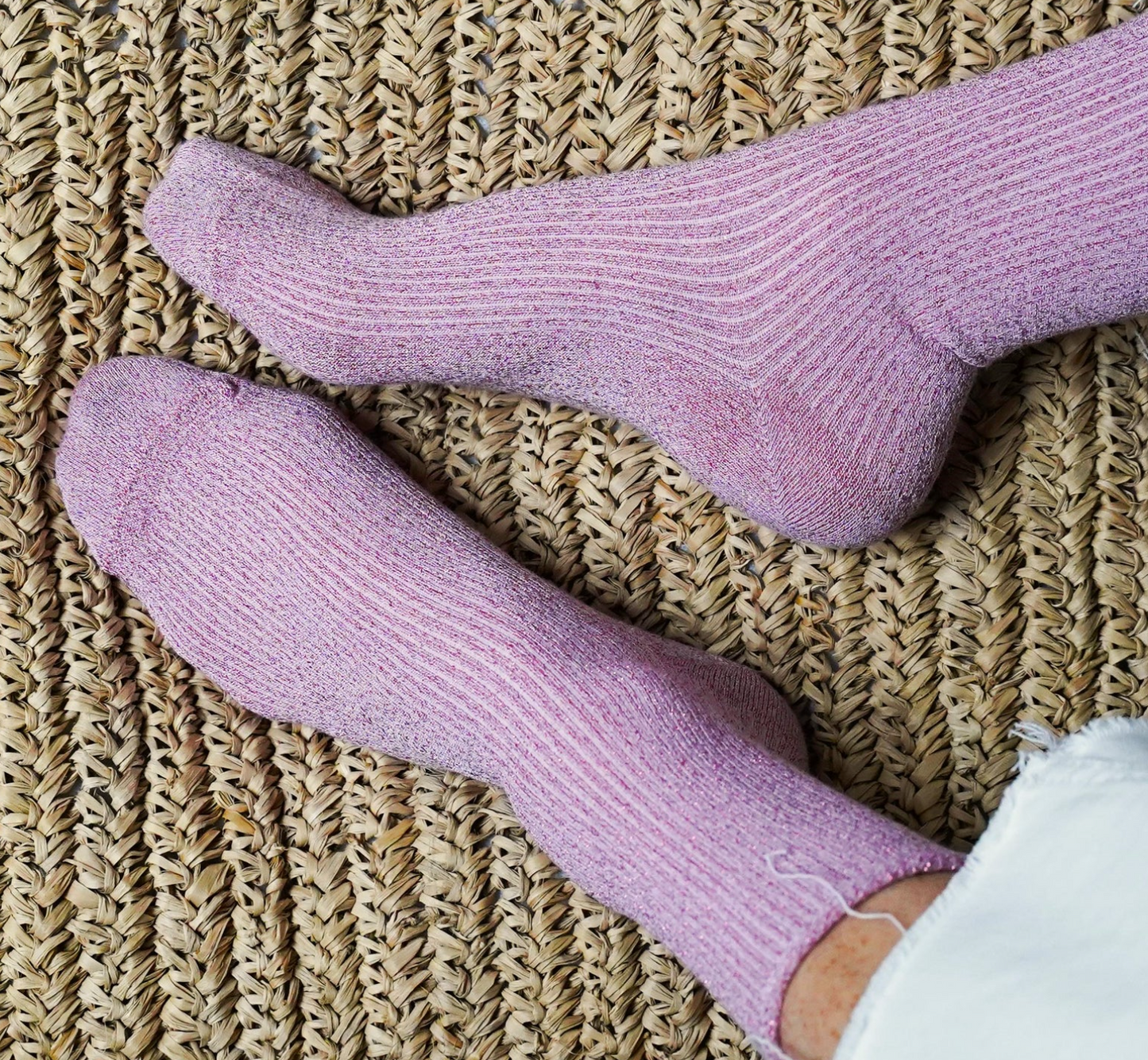 Glitter Lurex Socks Pink