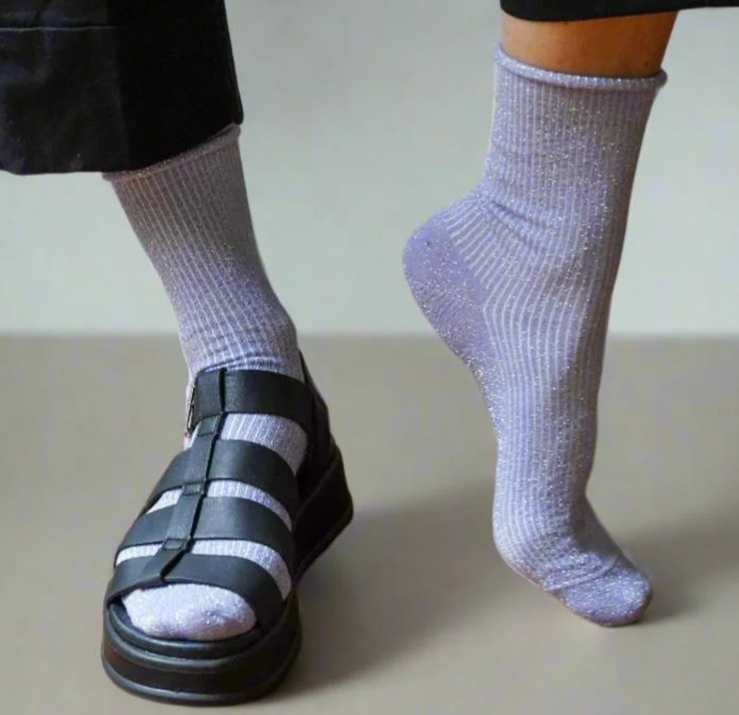 Glitter Lurex Socks Lilac