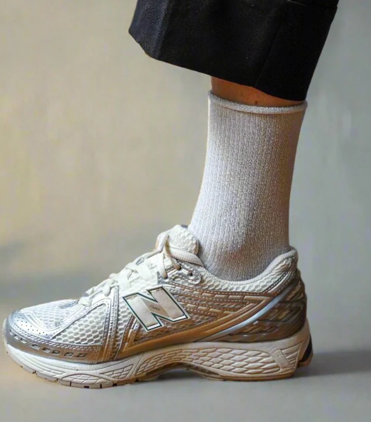 Glitter Lurex Socks White