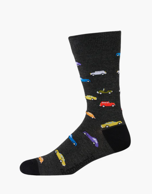 Mens Vintage Cars Bamboo Sock