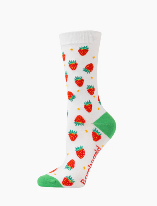 Womens Strawberries Bamboo Sock