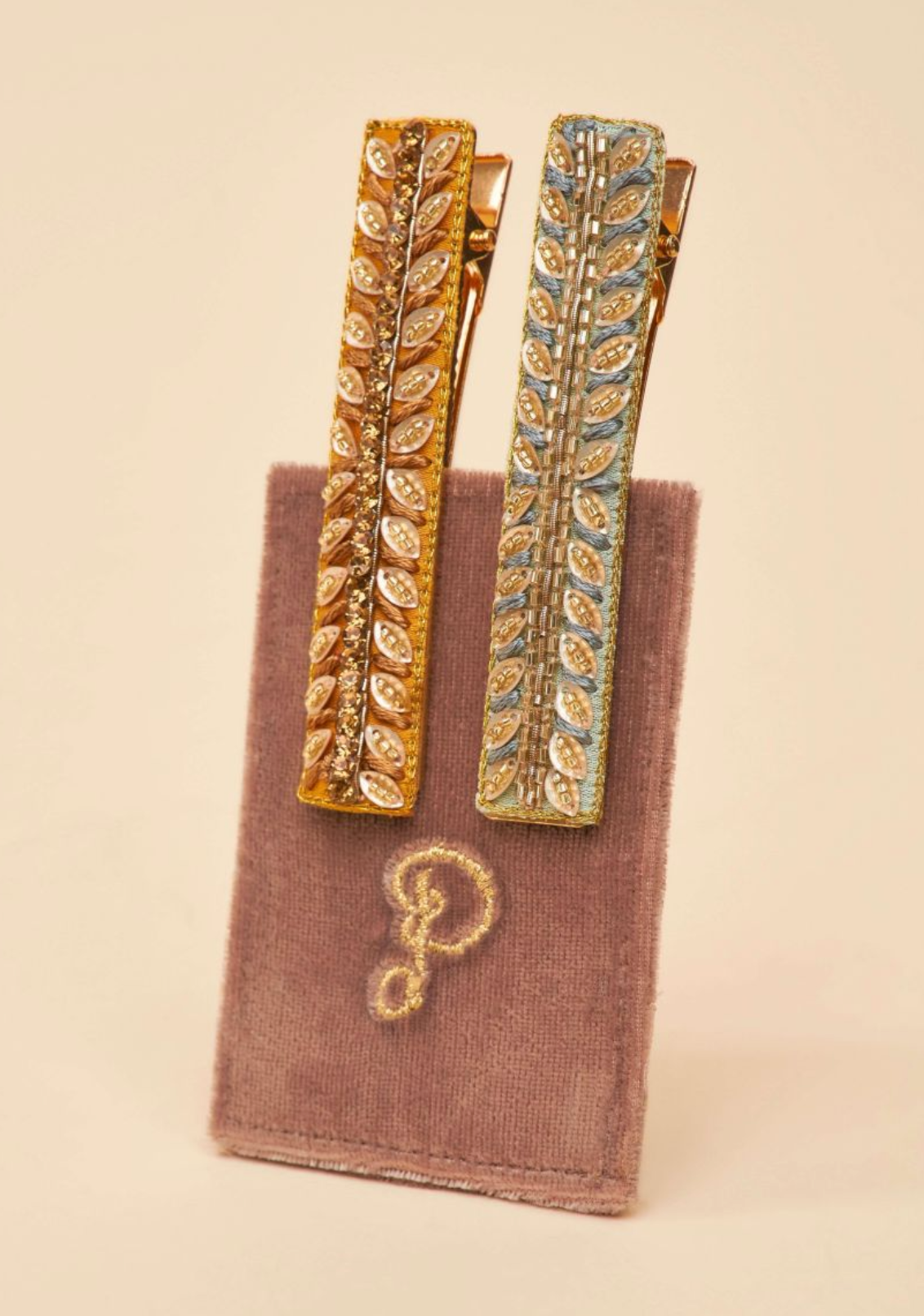Narrow Jewelled Hair Bar Pastel Vines