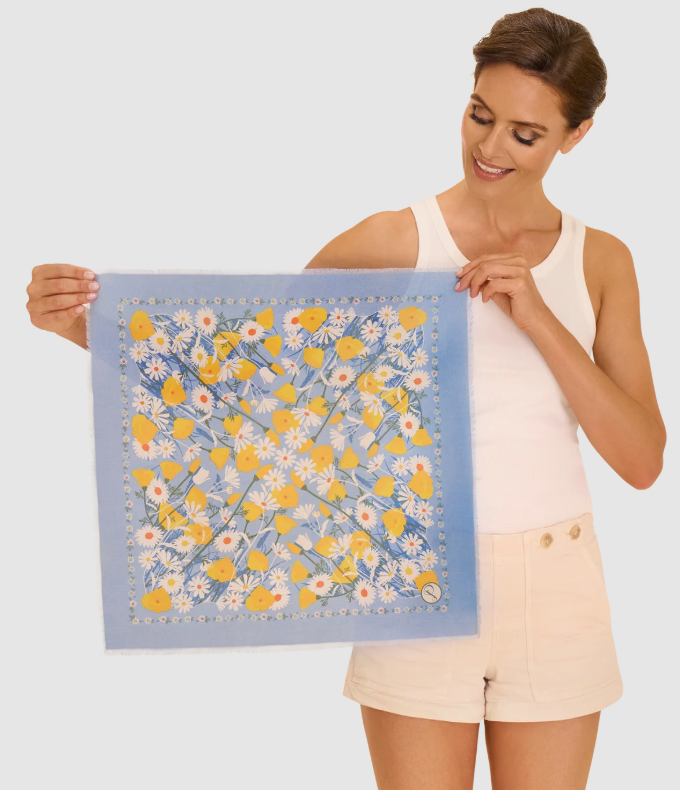 Marvelous Meadow Cotton Bandana - Powder Blue
