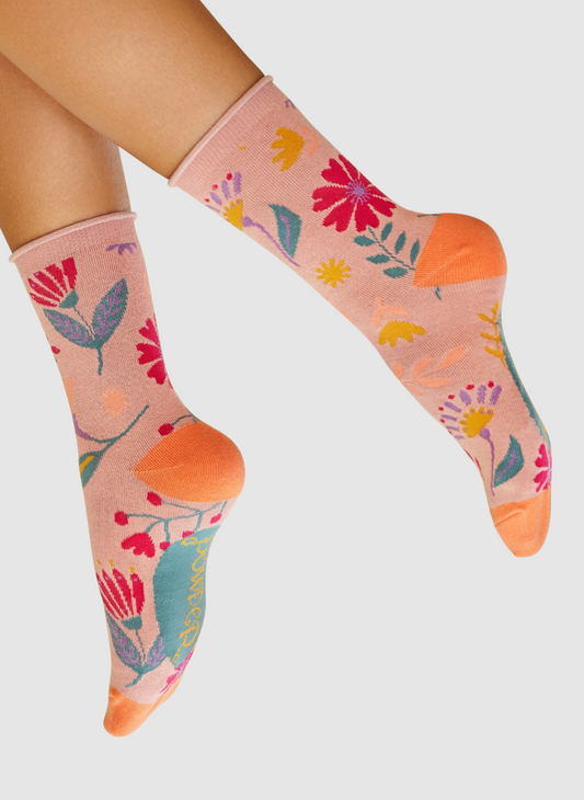Watercolour Flowers Ankle Socks