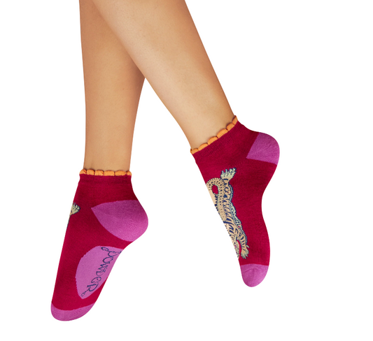 Ikat Tiger Trainer Socks in Fuchsia