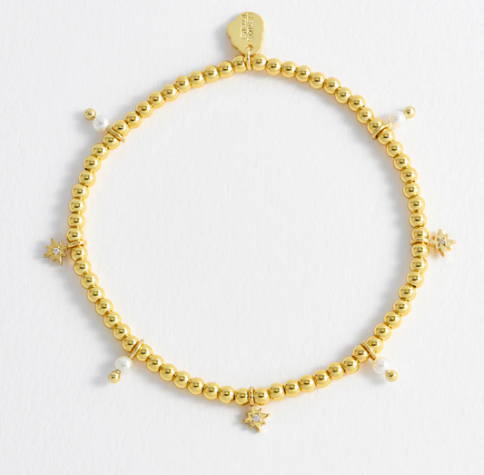 Beaded Star Pearl Charm Bracelet