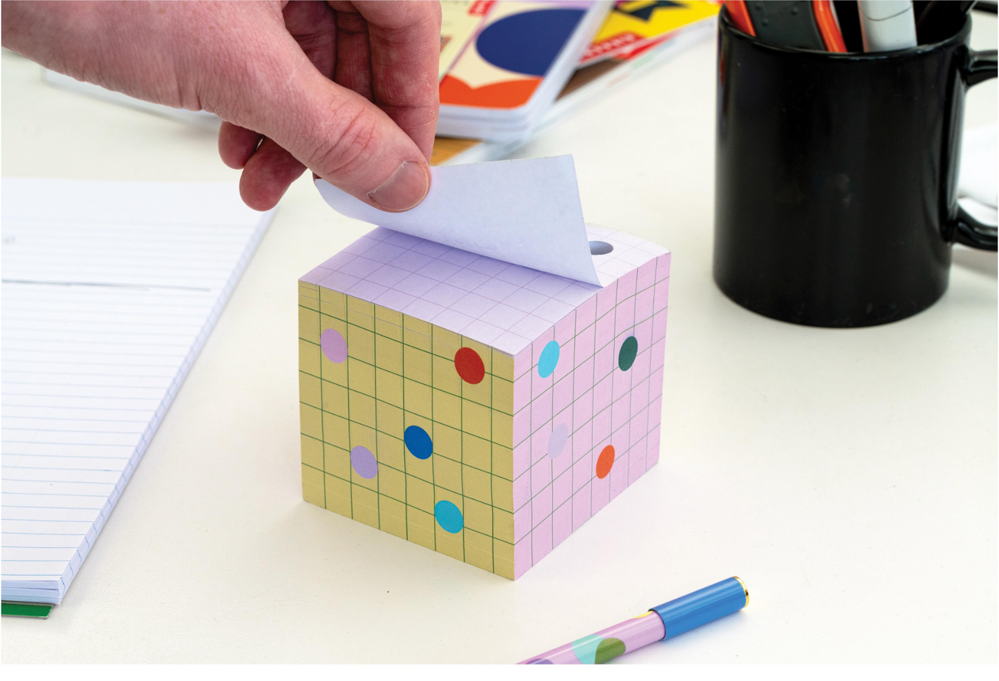 Inkerie Pen Holder Sticky Note Block Multi-Coloured