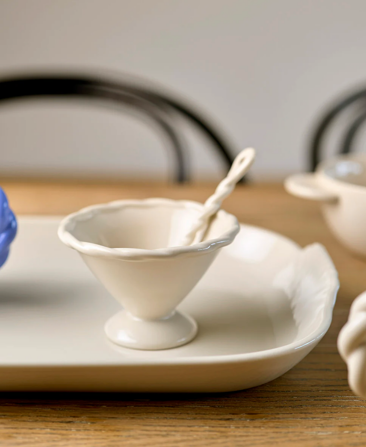 Knot Elevated Condiment Bowl Set of 3 in Vanilla