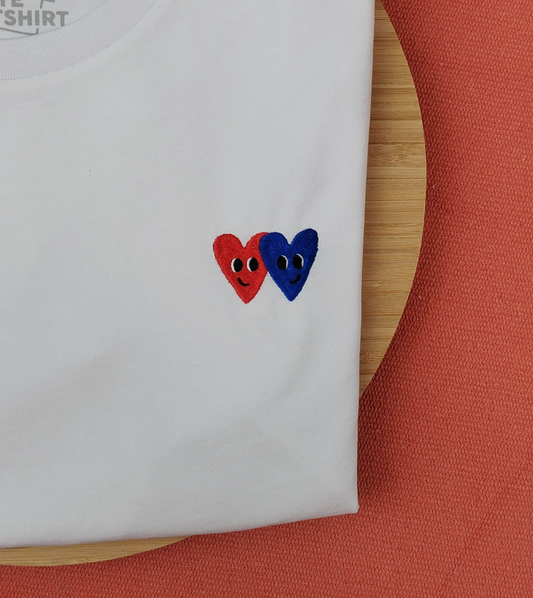Embroidered T-Shirt - Heart Heart