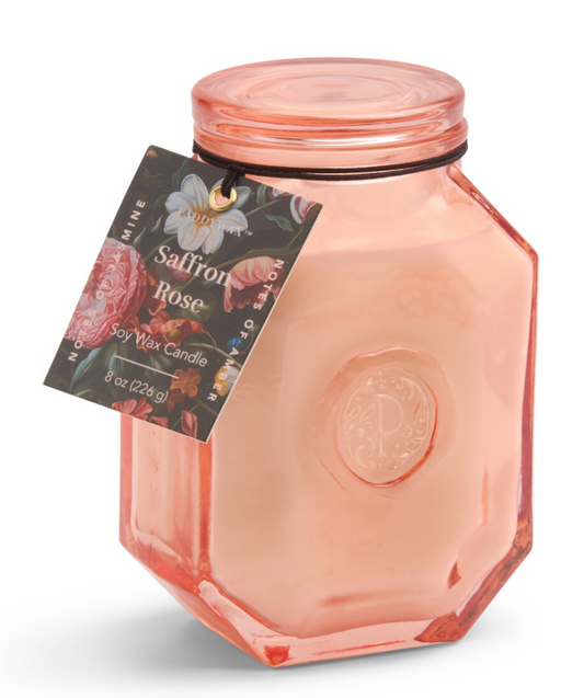 Botanica Pink Glass Candle - Saffron Rose