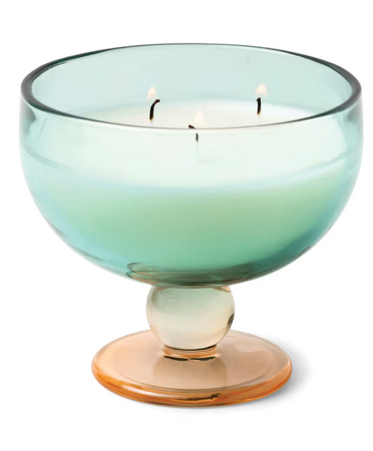 Teal & Orange Tinted Glass Goblet -Tobacco Patchouli