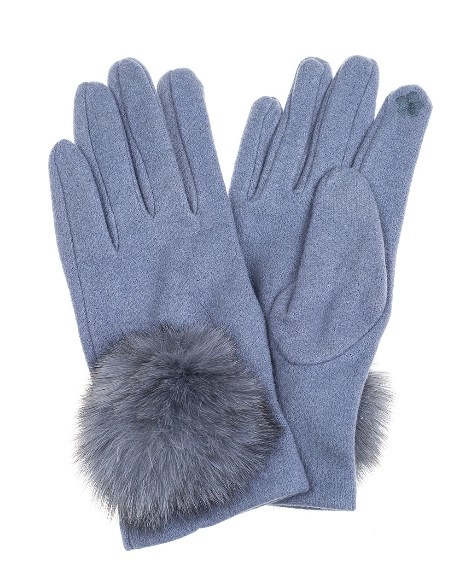 Pom Pom Blue Gloves