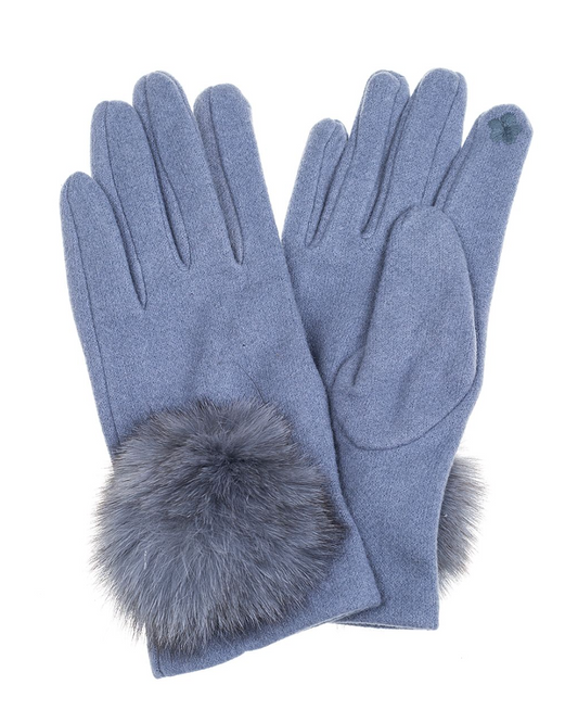 Pom Pom Blue Gloves