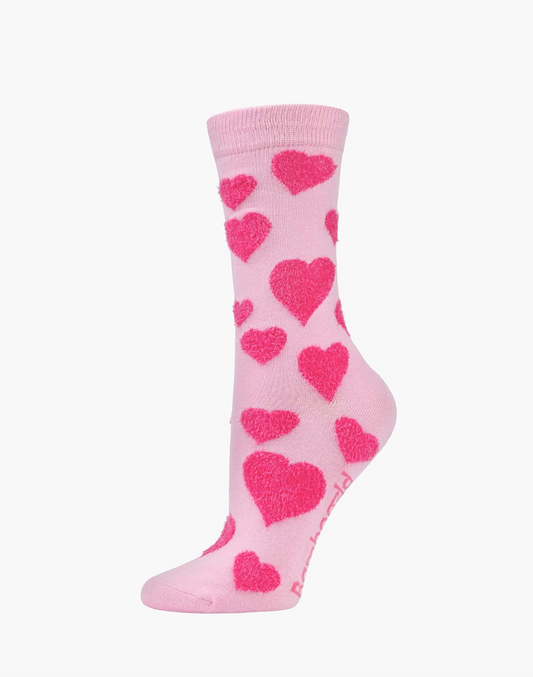 Womens Fluffy Hearts Bamboo Sock