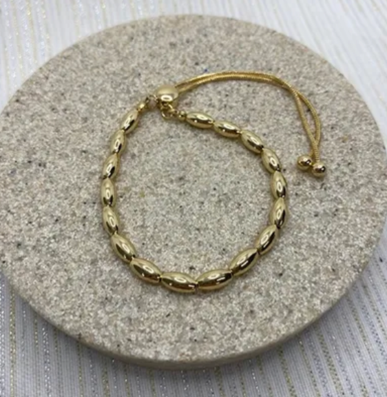 Metal Oval Bead Slider Bracelet