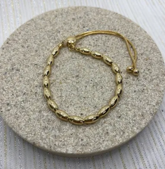 Metal Oval Bead Slider Bracelet