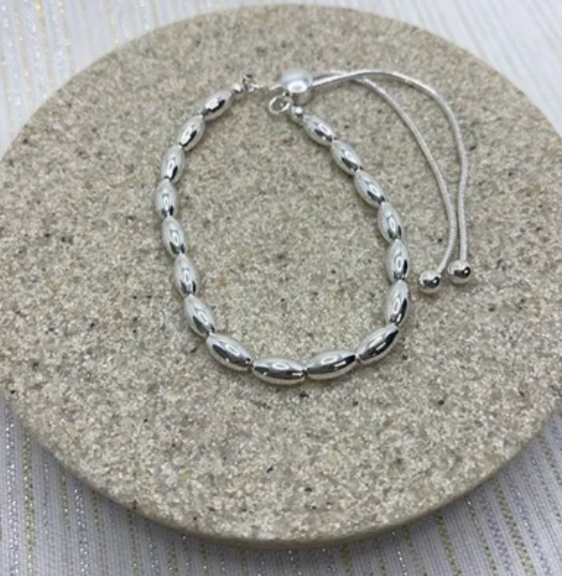 Metal Oval Bead Slider Bracelet