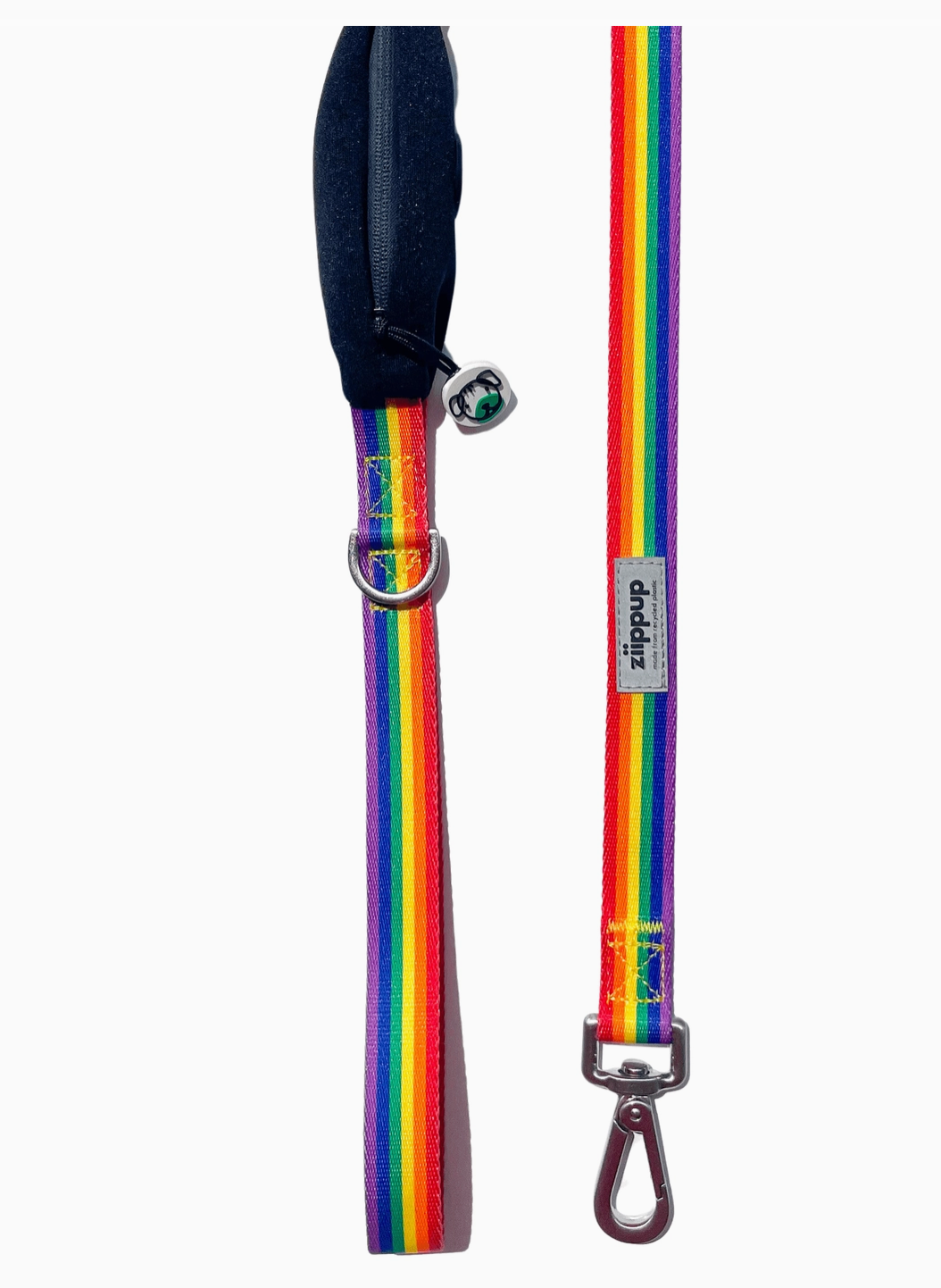 Rainbow Dog Leash with Built-in Poop Bag Holder