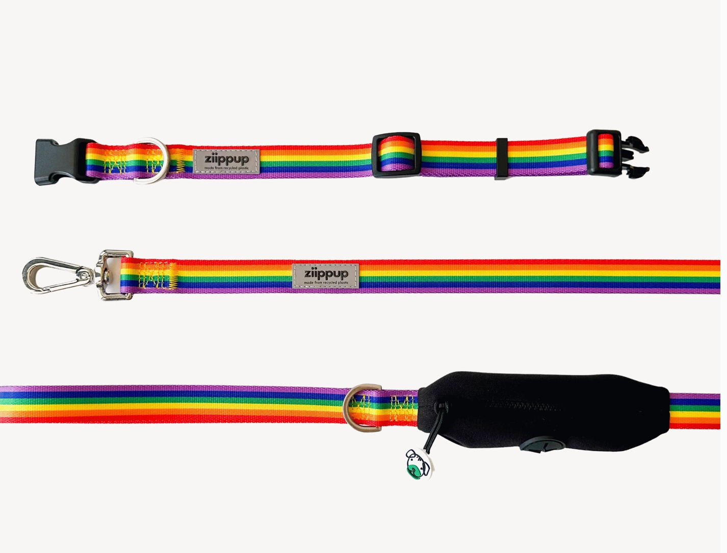 Rainbow Recycled Dog Collar