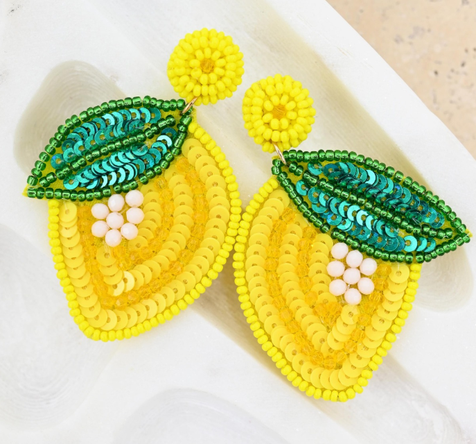 Beaded Lemon Earings