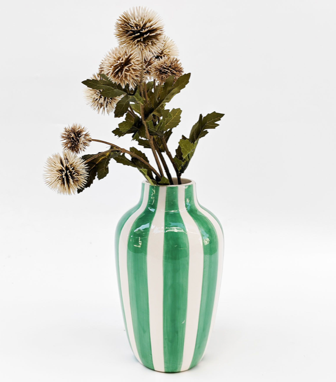 Halcyon Stripe Vase Green