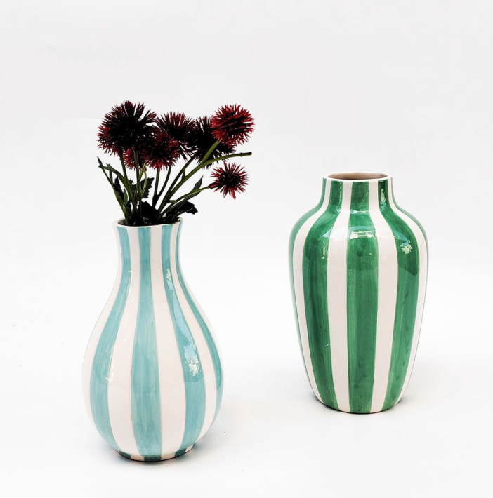 Halcyon Stripe Vase Green