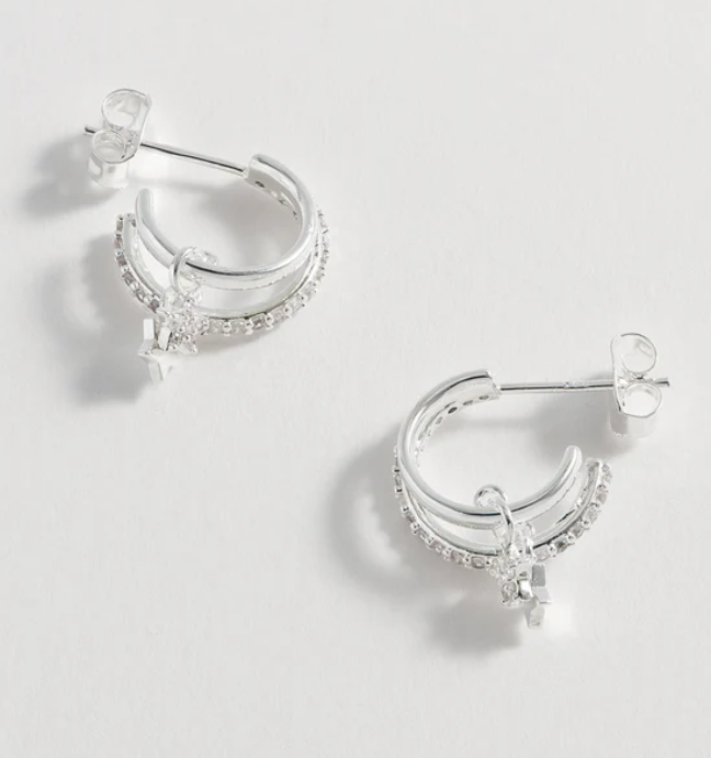 Duo Pave Star Hoops