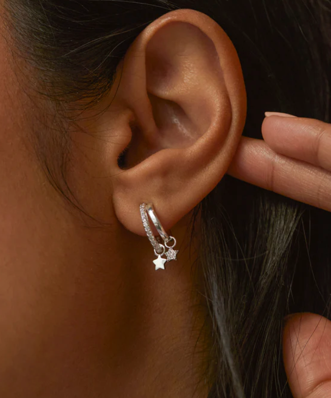 Duo Pave Star Hoops