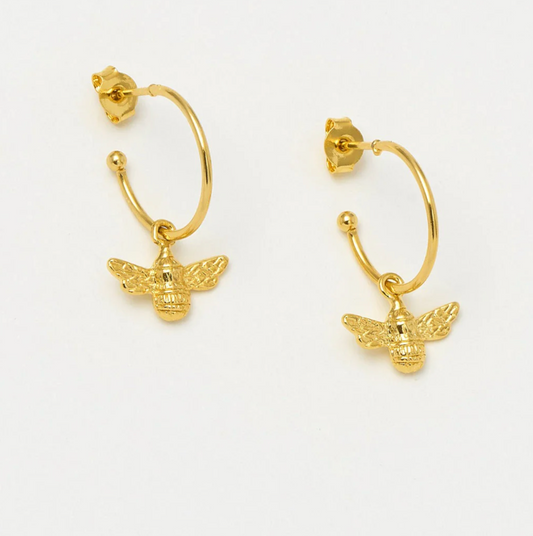 Bee Drop Hoop Earrings