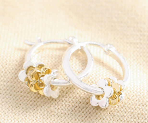 Multi Flower Hoop Earrings