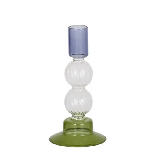 Dana Glass Candle Holder in Blue Green