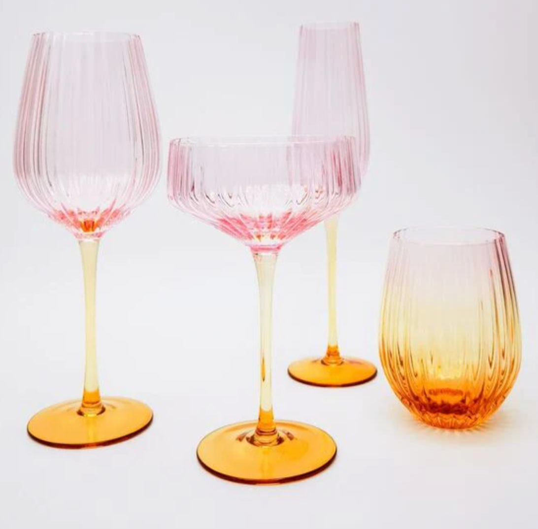 Ellie Ombre Cocktail Glass Pink and Yellow Set of 2